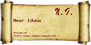 Neer Iduna névjegykártya